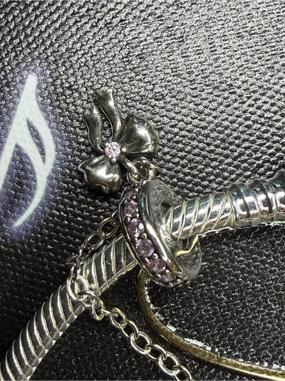 Pandora Silver Charm Bracelet with Pastel Glass and Castle Dangle